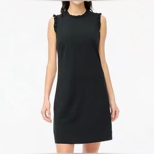 Black Ruffled Sleeveless Knee-Length Dress